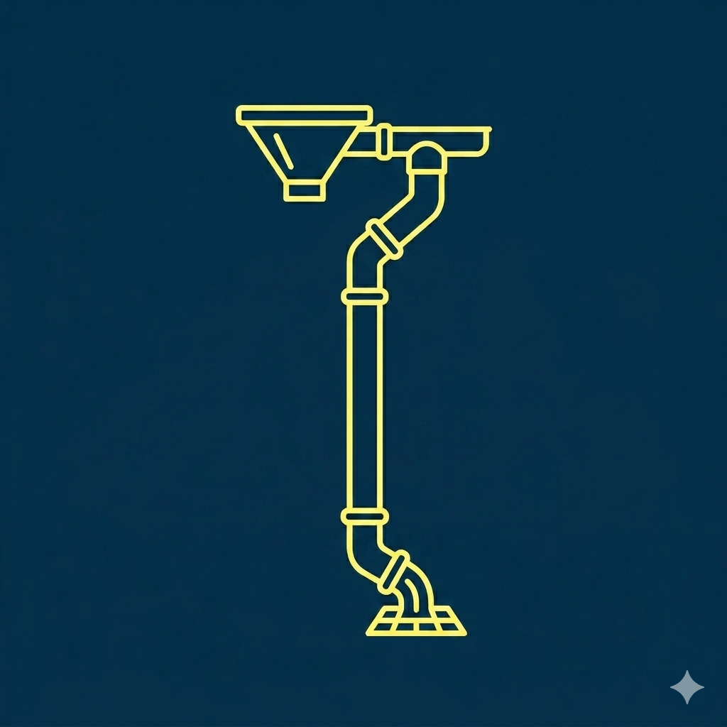Icono de bajante y canalón de desagüe